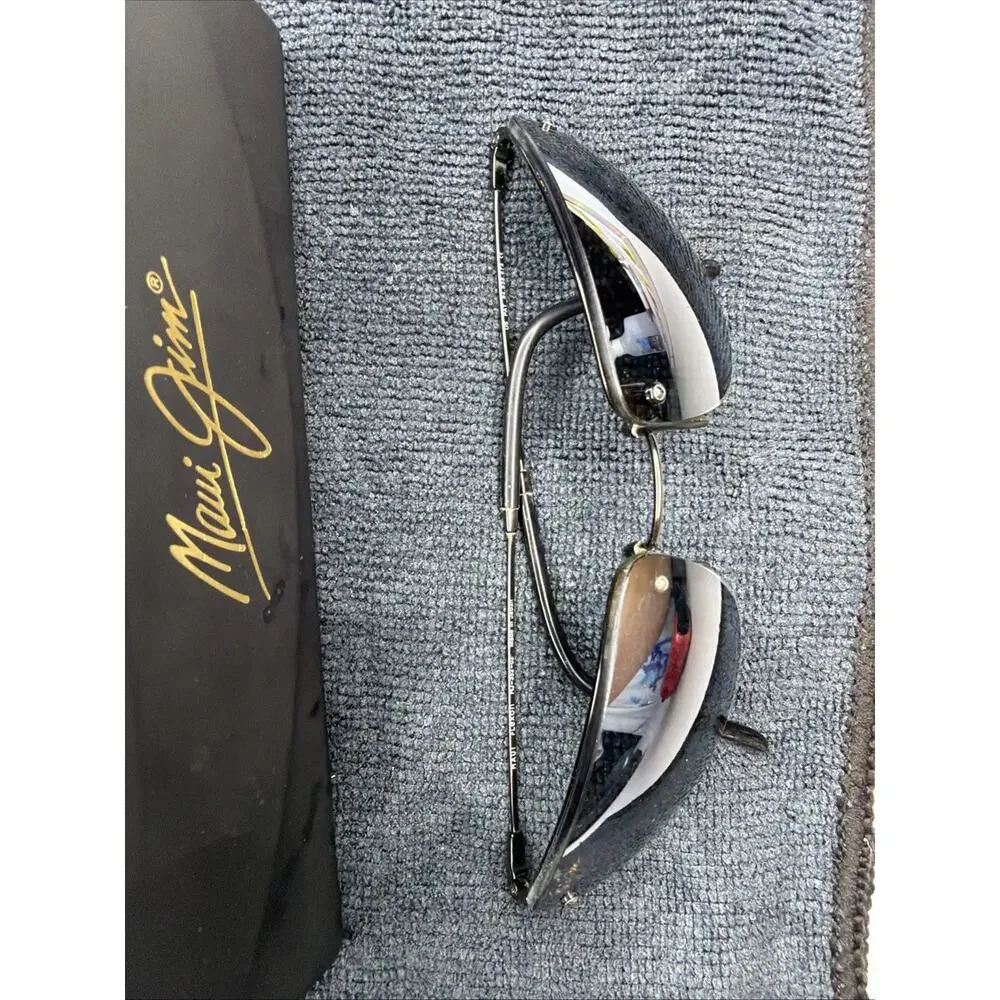 MAUI JIM Sunglasses MJ-352-02 Pali Black Flexon Polarized Half Rim Case Unisex